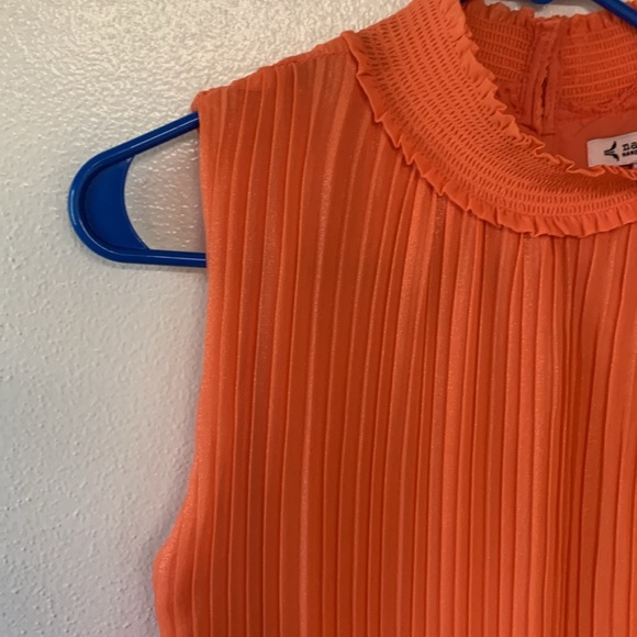 Nanette Lepore High Neck Sleeveless Pleated Vivid Coral Dress: Size 6 NWT - Picture 5 of 14